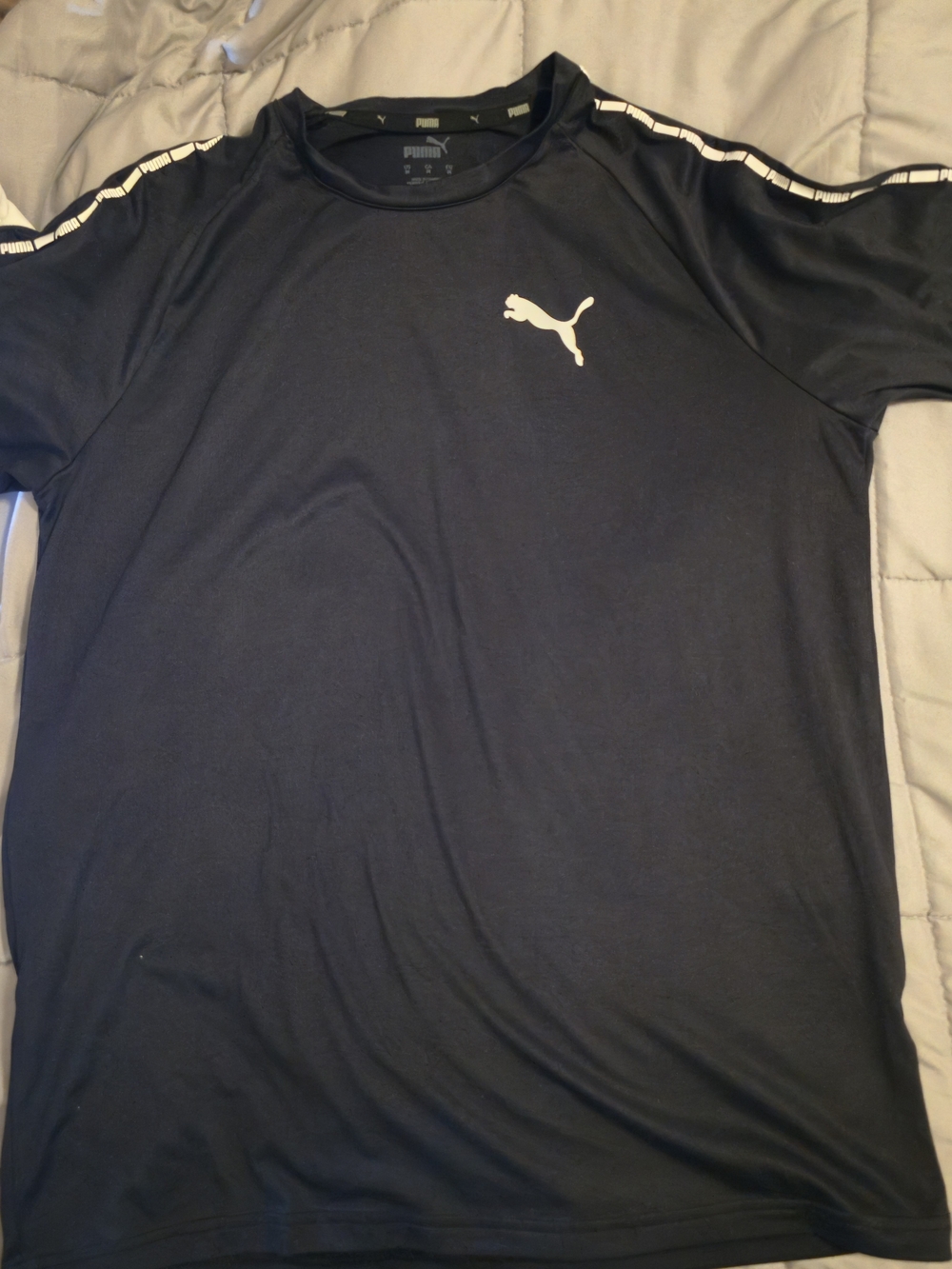 Men's Puma Black ESS+ Tape T-Shirt - Medium